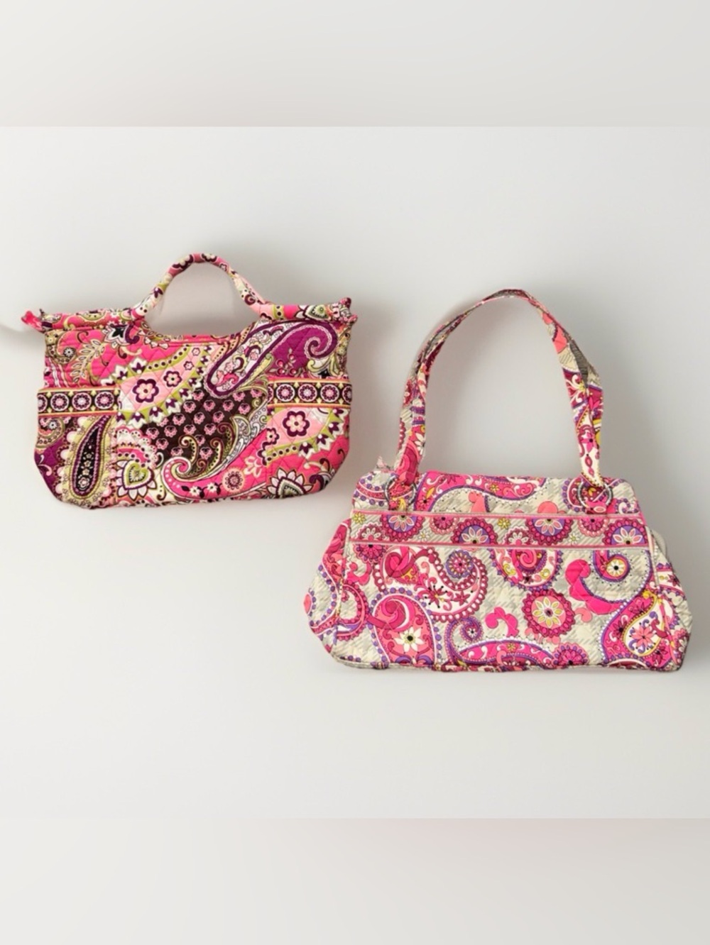 Lot Of 2 Vera Bradley Bundle “Very Berry Paisley” Quilted Purse And Tote
